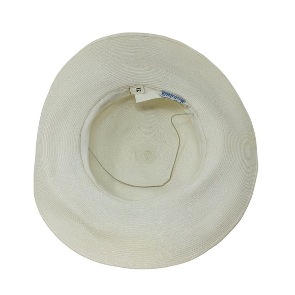 Vintage 1950s Sun Hat White Red Striped Ribbon Chin Strap Bonwit Teller Dapper main image 4